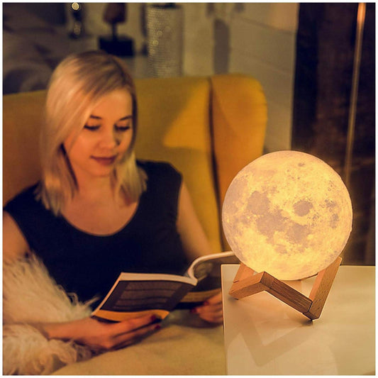 MODULYSS Moon Light Lamp 3D 15cm Diameter 3 Color Touch Sensor Dimmable with Stand USB at