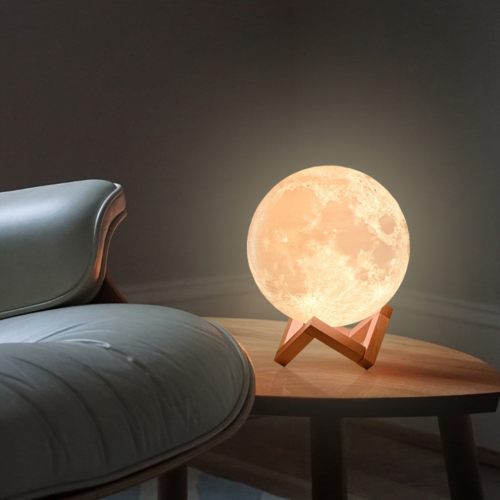 MODULYSS Moon Light Lamp 3D 15cm Diameter 3 Color Touch Sensor Dimmable with Stand USB at